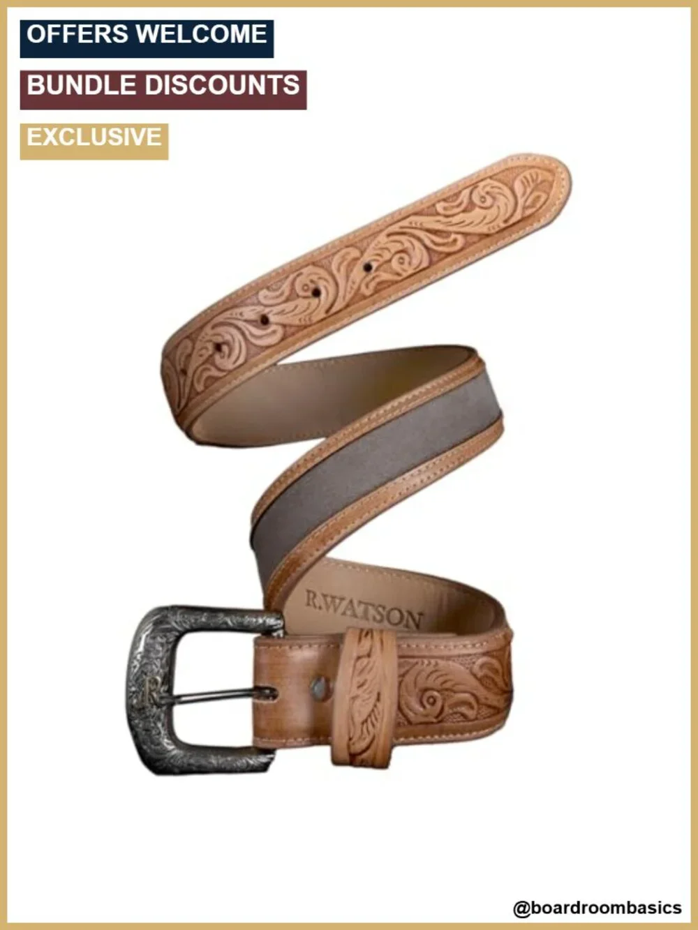 Rugged Cowhide Leather Belt, 1.5